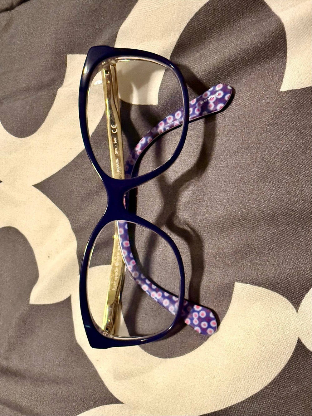 kate spade Navy Jodiann Frames with Purple Floral Temples